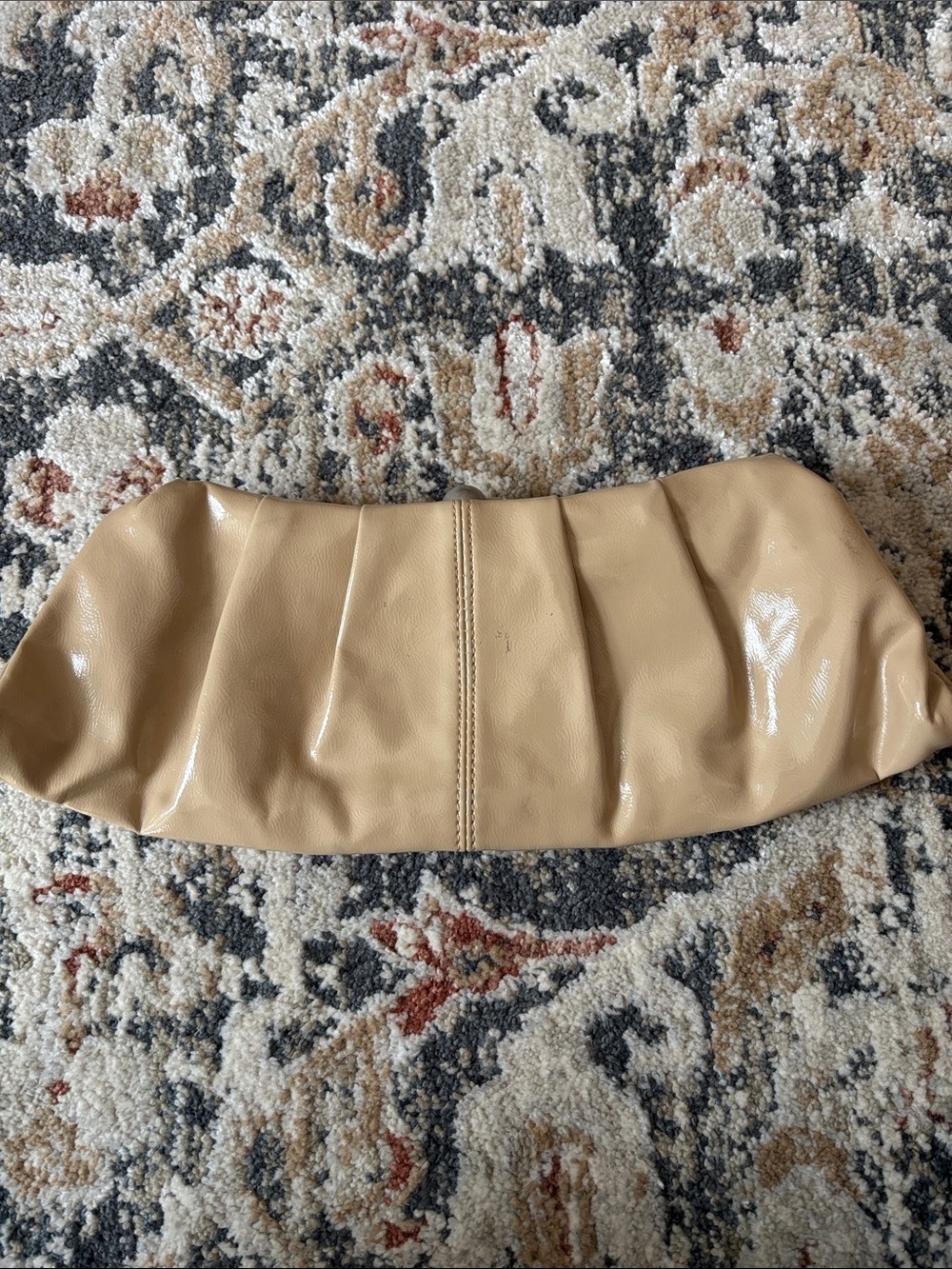Beige Women's Leather Clutch Bag